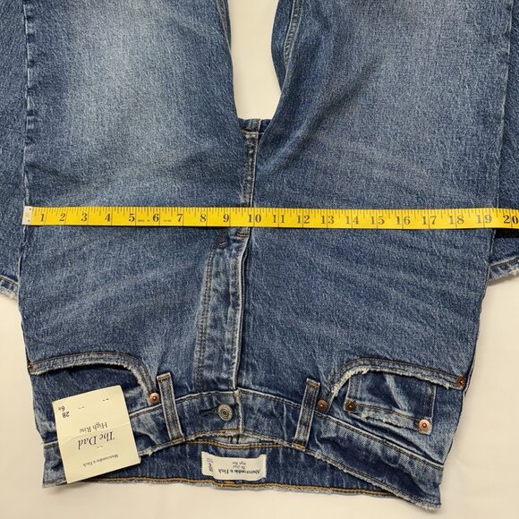 Abercrombie & Fitch The Dad High Rise Jeans 28/6R Button Fly Blue NEW - Picture 5 of 10